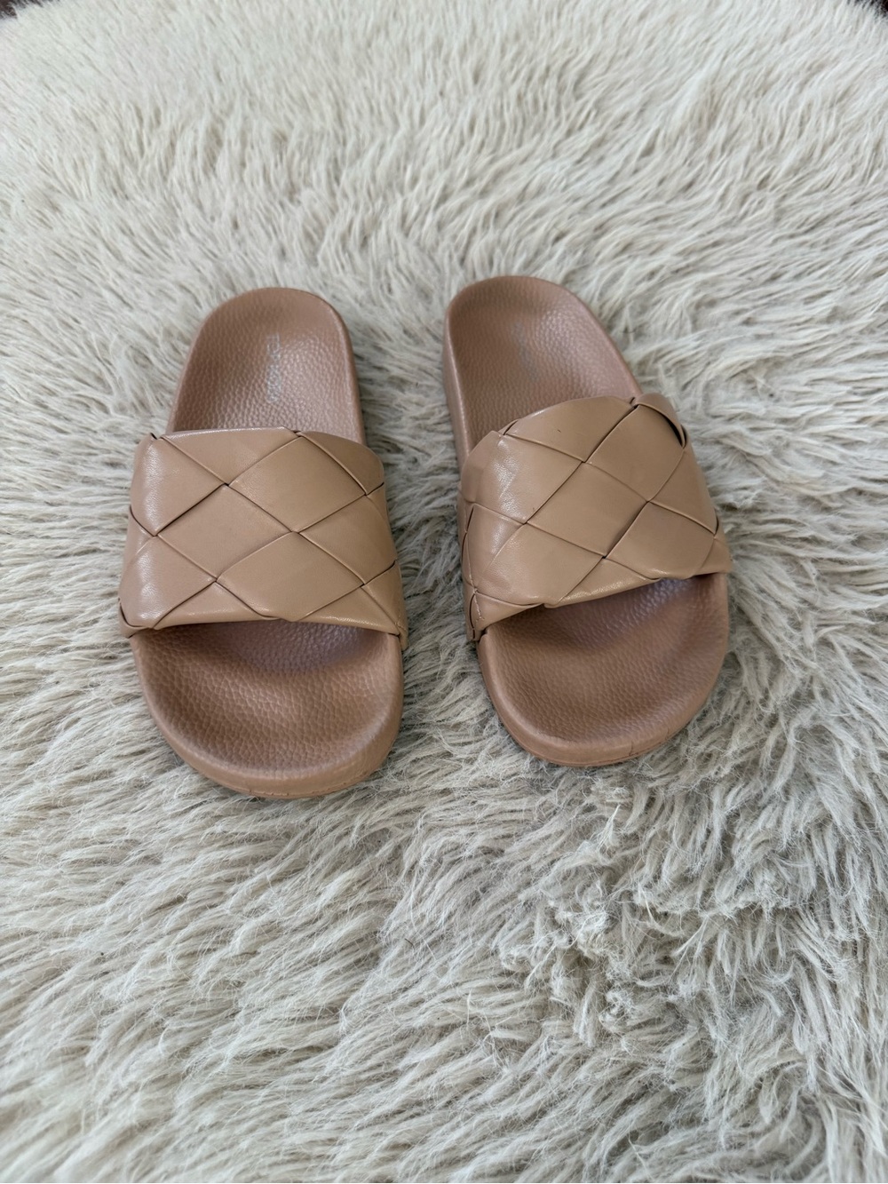 Woven Slide Sandals - Tan